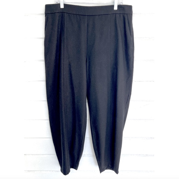 EILEEN FISHER 100% Soft Wool Lantern Pants with Side Zip in Black - L - Picture 1 of 10